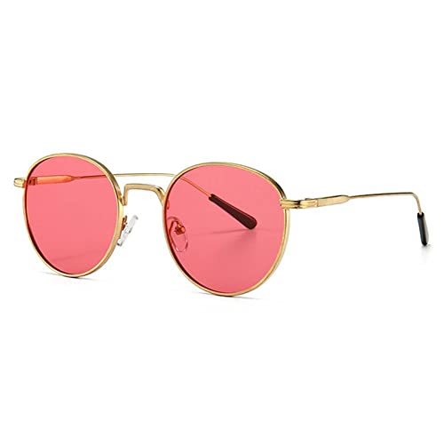 Lunettes de soleil rondes rétro en métal or marron pour éliminer l'éblouissement