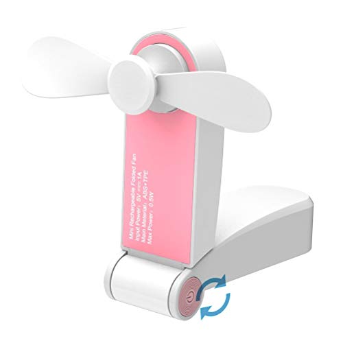Jhua Portable Mini Handheld Fan Desktop Fan with USB Rechargeable for Home or Travel 2 Speeds Pink Small Hanheld Fan