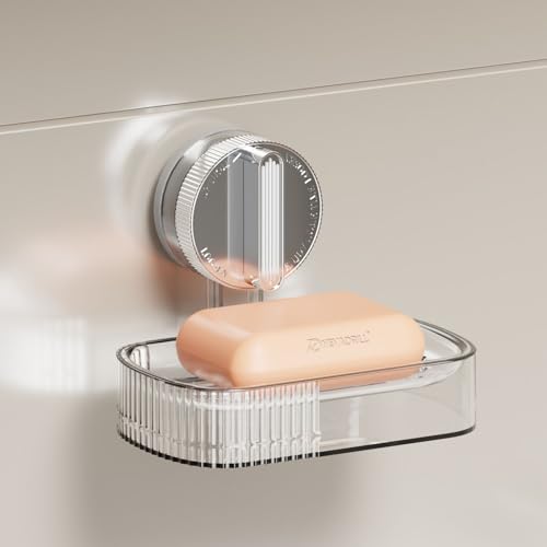 Image of Vacuum Sucker Soap Box - Punch-Free Wall Mounted Soap Holder for Bathroom & Kitchen, No-Drill Suction Cup Design [ND-1001SG]