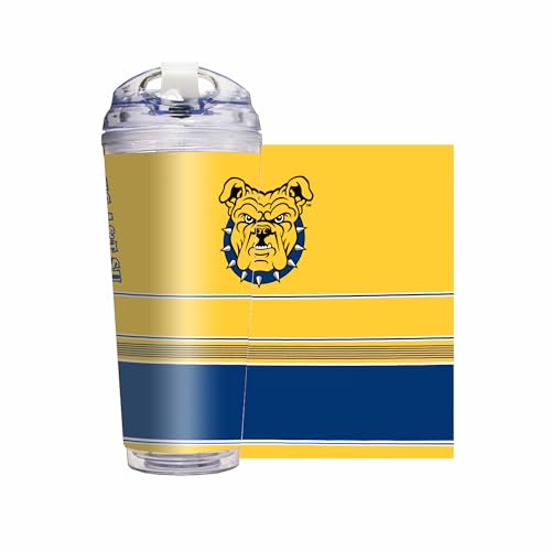 Rico Industries NCAA North Carolina A&T Aggies Standard 24oz Personalized Tumbler W/Hinged Lid - Team Colored Travel Tumbler - Keeps Drinks Cold or Hot