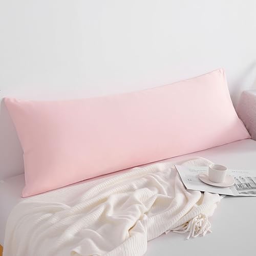FLXXIE Body Pillow Cover - Super Soft Microfiber 20x54 Body Pillow Case - Envelope Closure, Wrinkle, Stain Resistant Blush Pink Body Pillowcase, 20x54, Blush Pink