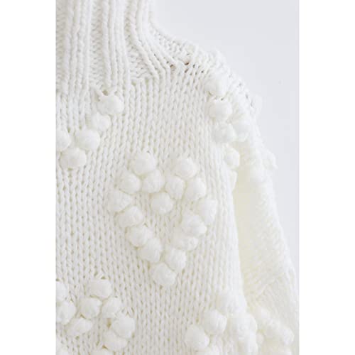 CHICWISH Womens Turtleneck Sweater Heart Pom Pom Pullover Sweaters Long Sleeve Loose Chunky Knit Sweater Tops3