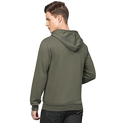 Image of CAHOOT Men's Dark Blue Zip-Front Hoodie with Contrast Drawstring for Casual Wear | Long Sleeve | Hooded Neck | Zipper Closure | Cotton Sweatshirt Crafted with Comfort Fit for Everyday Wear