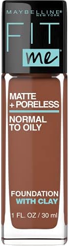 Maybelline Fit Me Matte + Poreless Liquid Oil-Free Foundation Makeup, Nutmeg, 1 fl; oz