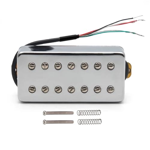 7弦ギター用真鍮カバーハムバッカーデュアルインラインスロットスクリュー8.5K/14Kコイルスプリットピックアップエレキギター用(Chrome Bridge)