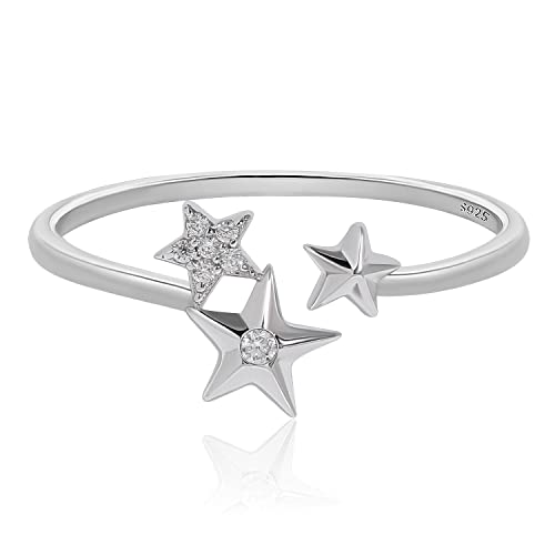 Bague en argent 925 ajustable style étoile fine pour femme Meissa
