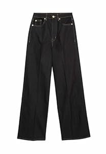 Marks & Spencer Hoch Geschnittene, Elegante Jeans Mit Weitem Bein Damen Schwarz UK 12 (EU 40)