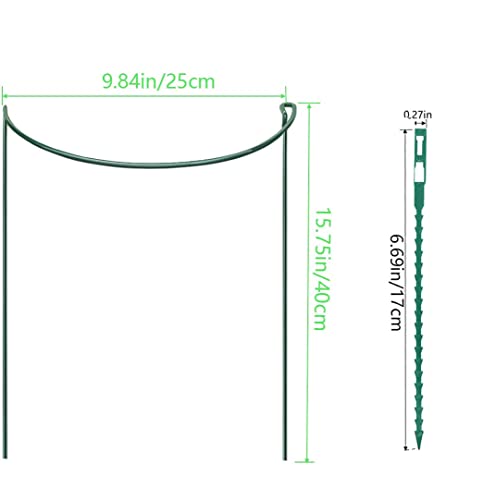 8 Stück große 40cm hohe Bogen Pflanze Stützpfähle,Staudenhalter Metall Garten Stützring mit 20Pcs pflanzenbinder, Pflanzenhalter Ringkäfig für Pflanzen, Blume, Monstera, Hortensien – Bild 4