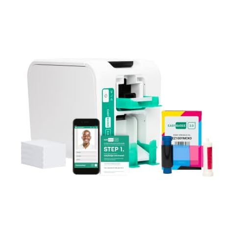 EasyBadge 3.0 - The Eco-Friendly ID Badge Bundle That Makes Printing Easy | Includes The EasyBadge 3.0 Printer, Full-Colour YCMKO Printer Ribbon, 100 Bio Plastic Cards, and Card Design Software Cover
