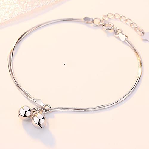 Tobillera de plata con campanas de estilo antiguo para mujeres 3
