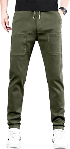 Mencomfy Cargo Pants Multipants - High Stretch Multi-Pocket Durable Cargo Pants Comfort Fit Stretch Cargo Pant (Army Green,Large)