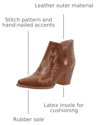 Image of SelRoys Cowboy Boots for Women Cowgirl Ankle Western Embroidered Stitched Pointed Toe Cutout Chunky Heels Short Booties Red Brown Black US5-11