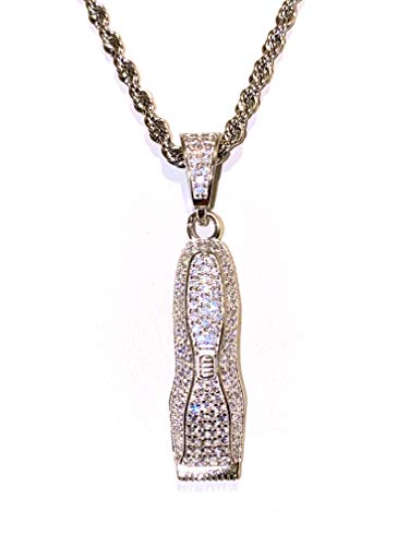 Men Women 925 Italy Iced Silver Iced Barber Razor Charm Ice Out Pendant Stainless Steel Real 2 mm Rope Chain Necklace, Mens Jewelry, Iced Pendant, Rope Necklace