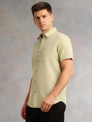 Image of Thomas Scott Men's | Solid | Half Sleeve | Regular Fit | Premium Irish Linen | Spread Collar | Casual Shirt