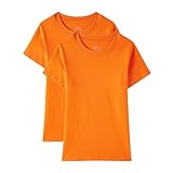 Huata Boys Girls Short Sleeve Tee T-Shirt Crewneck 2 Packs(Orange,8)