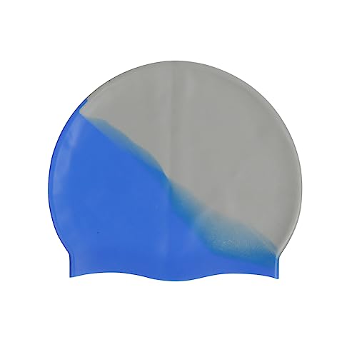 HYCOPROT Kids Swimming Cap 100% Silicone Swimming Hats for Boys And Girls Comfortable And Elastic Waterproof Swim Caps,Elastic Swim Hat For Long Hair And Short Hair (Grey/Blue)