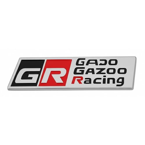 Image of KMH Premium GR GADO GAZOO Racing Car Logo Sticker | Racing Sport Cars Brand Emblem Badge Logo Sticker Decals for Car Accessories, Medium, Silver (Black with Red) Pack of 1