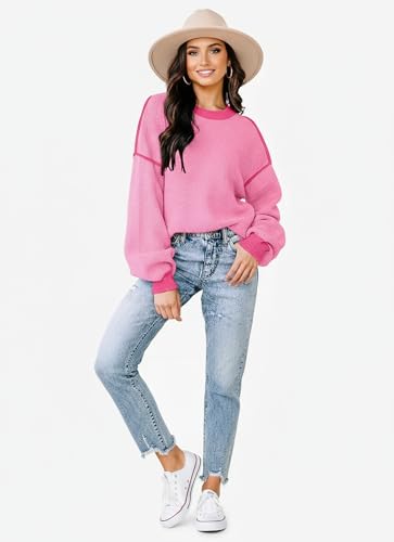 Image of Womens Sweaters Fall Fashion 2026 Color Block Oversized Pullover Knit Tops