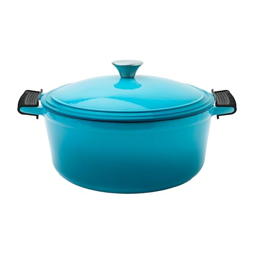 The Better Home Rustic Series Cast Iron Dutch Oven (3.5L) | Christmas Gifts | Enamel Coated Biryani Handi Pot Heavy Bottom | Handi With Lid For Cooking | Rust Proof Iron Pot (Blue)