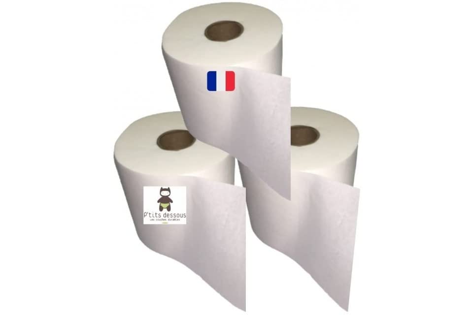 Voile de protection couches lavables | Voile jetable biodégradable | Ultra doux | Idéal peau fragile & sensible | Papier de protection | Fabriqué en France (3 ROULEAUX DE VOILES JETABLES)