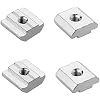 Sliding T Slot Nuts M4 Half Round Roll in T-Nut for 3030 Series Aluminum Extrusion Profile Construction Industry Carbon Steel Zinc Plated Silver Tone 20pcs