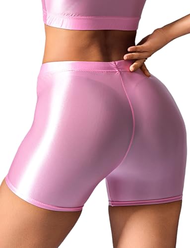 Short de danse brillant extensible et ultra soyeux avec ceinture confort élastique
