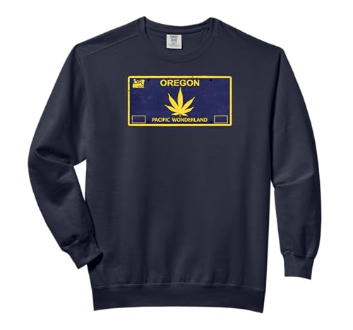 Oregon Weed, Herb, Marijuana Leaf License Plate Comfort Colors Adult Sweatshirt