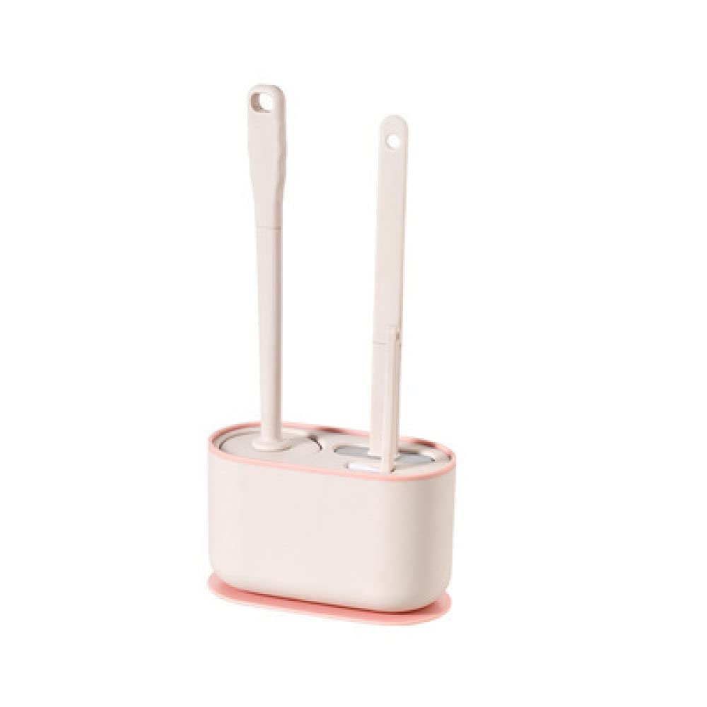 Brosse de toilette TPR en silicone rose pour un nettoyage efficace des coins sans traces