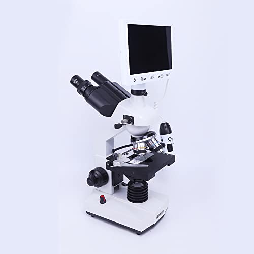 Image of Trinocular Compound Microscope 40X-2500X Magnification Research-Grade, with 7 inch LCD Monitor, with Handheld Microscope