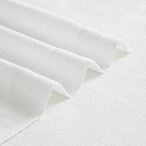 Image of Vision Home White Pinch Pleated Semi Sheer Curtains Textured Light Filtering Window Curtains 108 inch for Living Room Bedroom Patio Rayon Blended Pinch Pleat Drapes with Hooks 1 Panel 80 inch Wx108 L