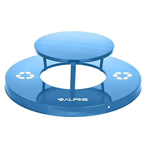 Alpine Industries Metall-Abfallbehälter für den Außenbereich - robuster Mülleimer - kommerzielle Müllbehälterabdeckung - 38 Gallonen kommerzieller Mülltonnendeckel - Blau Cover