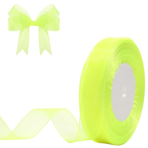 Hiswan Fluorescent Sheer Organza Ribbon for Gift Wrapping 3/4 in 50 Yards