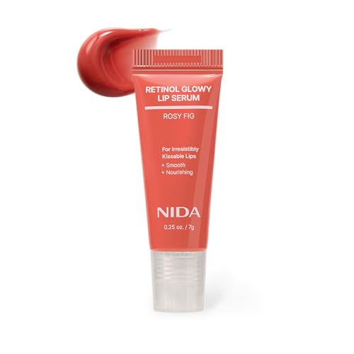 NIDA Retinol Glowy Lip Serum | Hydrating Lip Serum for Glossy Nourished Plumping Lips | For Irresistibly Kissable Lips | 0.25 oz. 7g