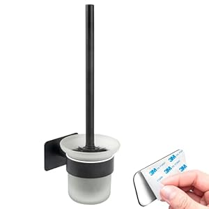 bremermann Bad-Serie Piazza Black Tape - WC-Garnitur selbstklebend Glas & Edelstahl, schwarz - kein Bohren 3M Klebebefestigung