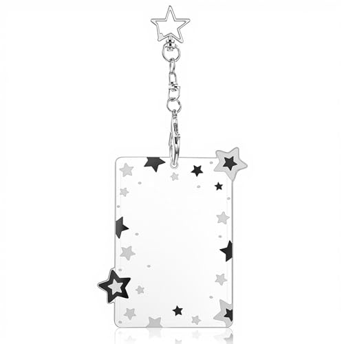 Nogeqi Cute Photocard Holder Keychain, Star Photo Card Holder Creative Photocard Keychain, Transparent Pc Holders for Bus Student Card, Photo Protector