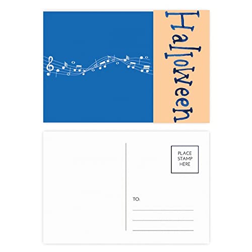Cartes postales d'Halloween Blue Music Movg 5-line Staff lot de 20 pièces