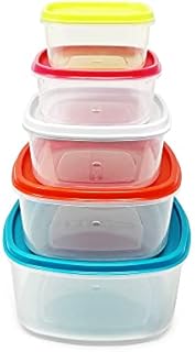 Set of 5 - 220/350/600/1200/2000ml Food Storage Container Stackable Food Prep Container with Lid, Airtight BPA-Free, Microwave, Freezer & Dishwasher Safe (Assorted Color)