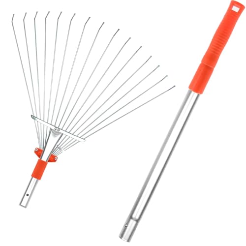 image for Buyplus Adjustable Garden Leaf Rake - 24 to 63 Inch Telescopic Metal E