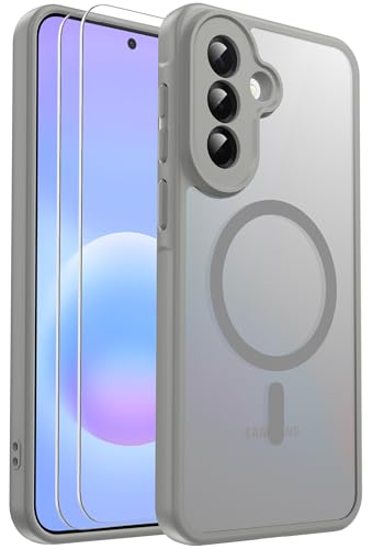 Coque Samsung A57 antichoc grise translucide avec deux verres trempés de protection