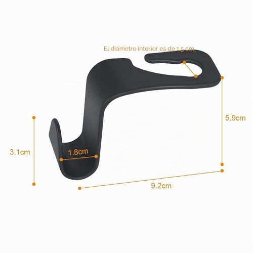 Miniatura 3 de Uraqt Ganchos Para Asiento De Coche, 4pcs Gancho De Asiento Trasero De Coche, Ganchos Para Reposacabezas De Coche, Negro Multifuncionales Accesorios Coche, Para Bolsas, Monedero, Botellas De Agua