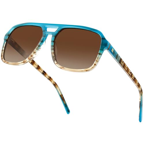 Image of Mens Acetate Polarized Sunglasses: Retro Square Sun Glasses UV400 Protection Anti-Glare Shades for Driving Travel