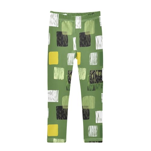 ALAZA Girls' Leggings Children's Yoga Pants Skinny Printed Dance Abstract Graphic Green Comfortable 4T