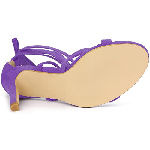 Allegra K Allegra K Women's Lace Up Heels Stiletto High Purple Heel Sandals 8.5 M US