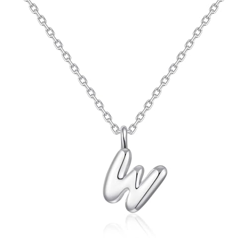 Collar de plata de ley con letra W Philip Jones regalo de cumpleaños y comunión