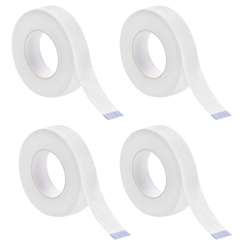 COYUN 4 rollos de cinta de microporos para extensiones de pestañas, Cinta Microporo, Cinta Microporo Eyeliner Cinta Adhesiva para Pestañas para Maquillador Personal, Pegatina de Tapar Párpado(Blanco)