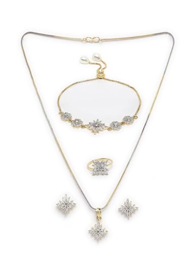 Juego de joyas de oro blanco y diamantes Asscher DMZ-1623 para bodas y galas elegantes