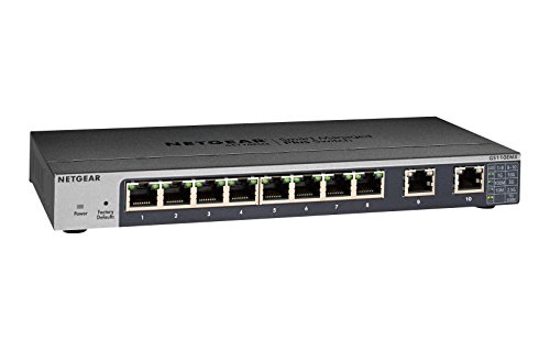 NETGEAR (GS110EMX) 8 Port Gigabit RJ45 Ethernet Switch (10/100/1000), Web Manageable Series Plus, RJ45 Switch with 2 Ports 10G/Multi-gig, Desktop, Wall or Rack, Quiet, Lifetime Warranty