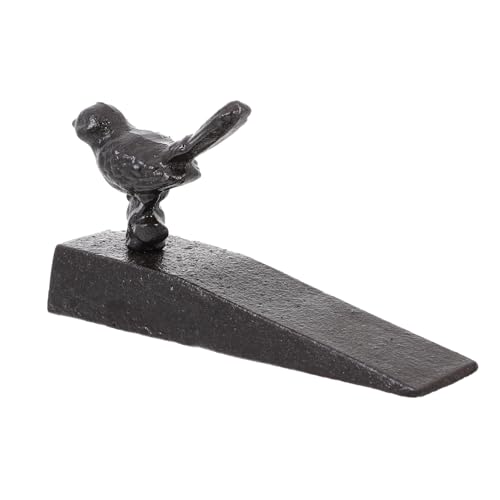 healvian アンティーク風鋳鉄製バードドアストッパー クッション付き 傷防止 玄関や室内用頑丈ドアウェッジ 自然愛好家向け装飾兼用