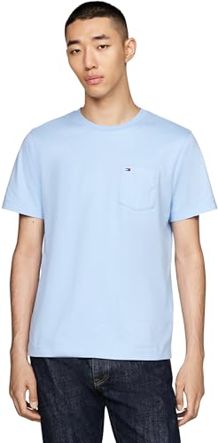 Tommy Hilfiger Herren T-Shirt Kurzarm Essential mit Brusttasche, Blau (Vessel Blue), M – Ansicht 1