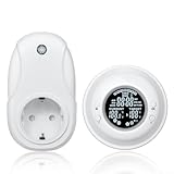 Kabellose Thermostatsteckdose, digitaler Thermostatstecker mit großem LCD-Display, Sommerzeitfunktion und mehreren Timereinstellungen für individuelle Temperaturregelung
